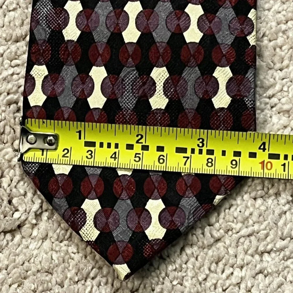 Jhane Barnes Silk Neck Tie Dots Diamonds Geometric Print Made in Japan Luxury - Picture 8 of 8
